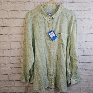 Columbia PFG Sun Drifter II Shirt Womens 3X NWT Green Hawaiian Print